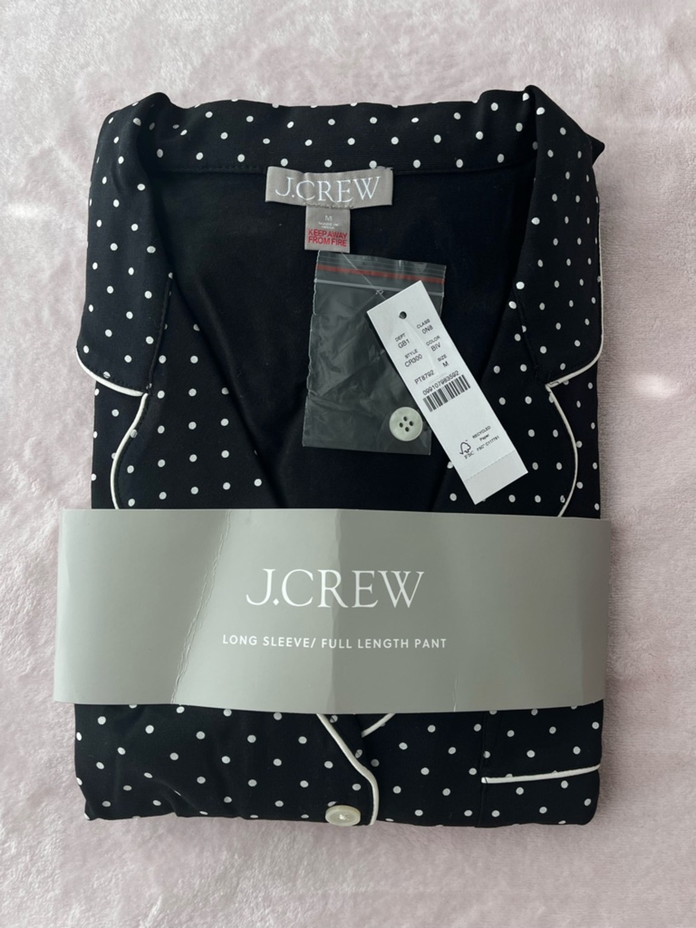 NWT Jcrew Dreamy Cotton-blend Long Sleeve Pajama Set in Polka Dot Print Size M - Picture 4 of 5